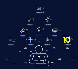 Lamp and brain - Icon Business creativity - Infographics Template Idea and concept design.