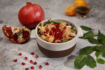 fruit salad on marble floor