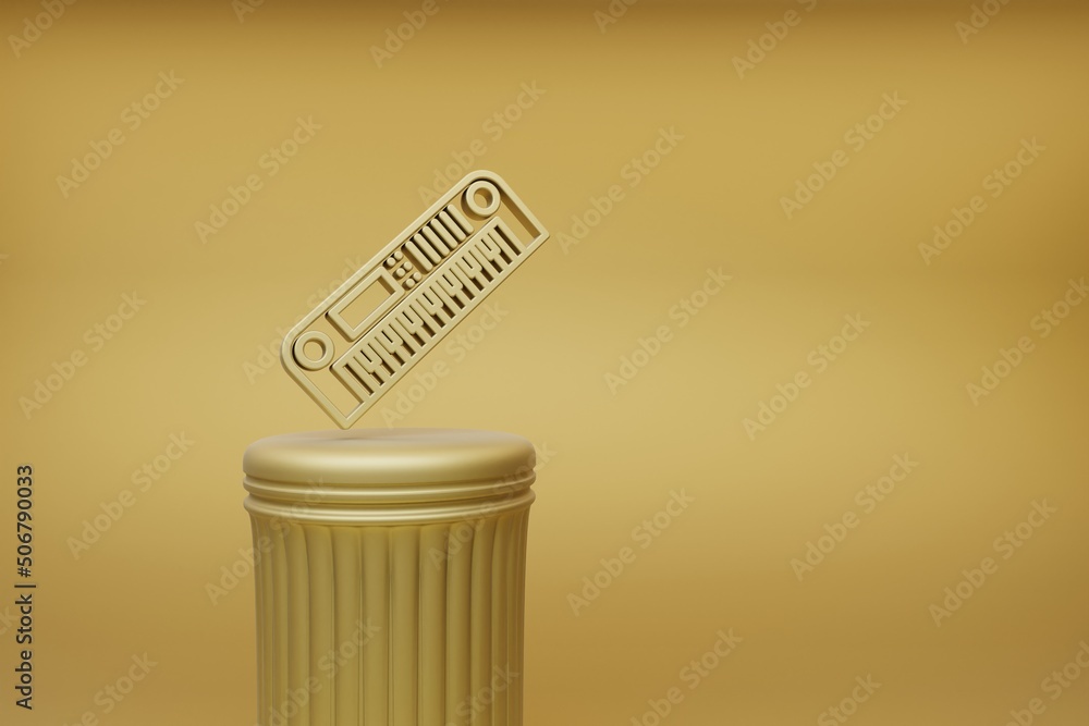 Poster beautiful abstract illustrations golden long synthesizer music symbol icons on a golden column and w