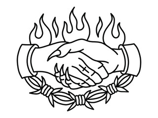 Shake hand minimalist tattoo, illustration design