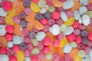 Fototapeta na wymiar colored candies all over the floor