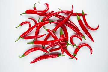 red peppers on a white background