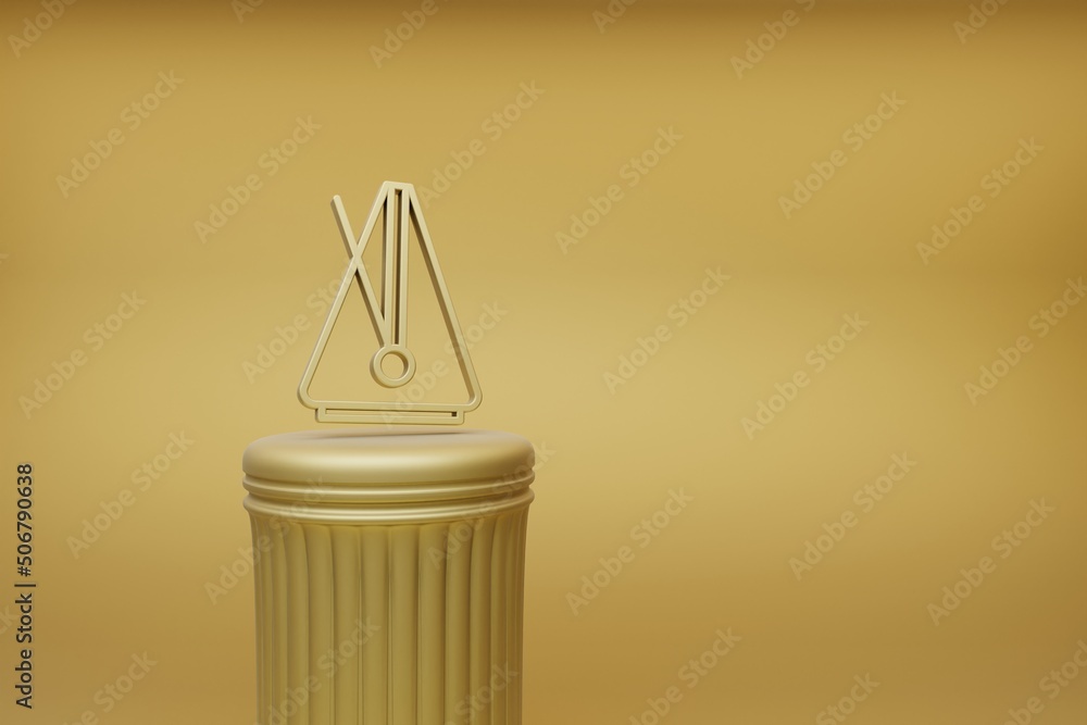 Poster Beautiful abstract illustrations golden Big Metronome music symbol icons on a golden column and wonderful background. 3d rendering illustration. Background pattern for design.