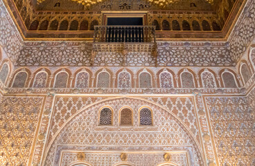 Fototapeta na wymiar Royal Alcázar of Seville, a walled palatial complex built in different historical stages