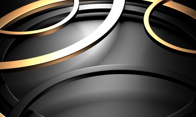 Modern abstract realistic paper with gold lines. Premium gradient geometric elements
