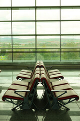 7 May 2022 Ankara Turkey. Empty airport terminal at Esenboga airport