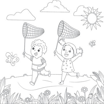 Funny children work coloring page 