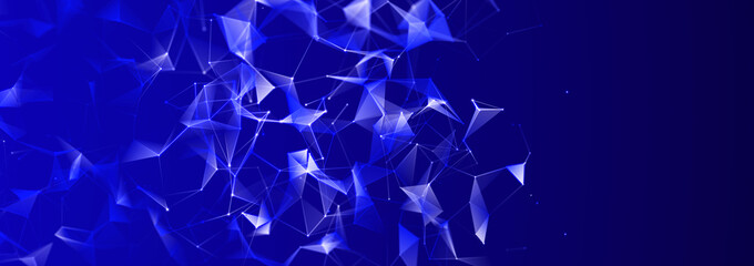 Abstract digital communication points. Technological background. Network connection structure. Color plexus effect. 3D