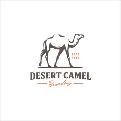 Camel and Desert Logo Design Vector Image