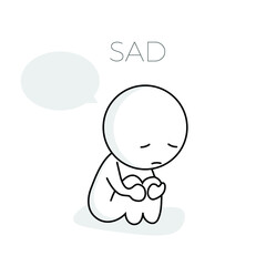Sad Cartoon Character  Illustration 