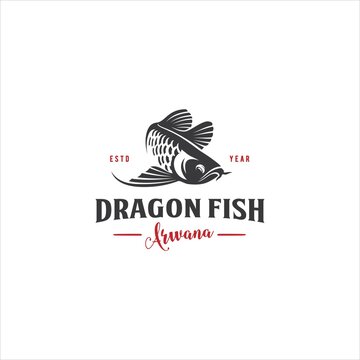 Arwana Dragon Fish Logo Design Vector Image