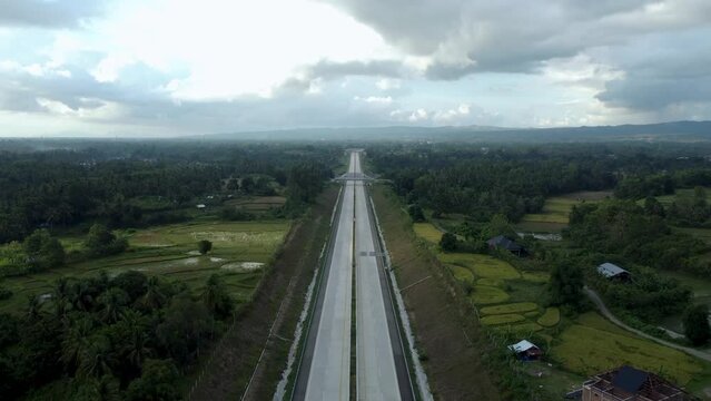 Aerial view of Sigli Banda Aceh (Sibanceh) Toll Road, Aceh, Indonesia.