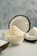 Coconut flour and coconut nut, gluten free flour,healthy alternative, healthy lifestyle concept