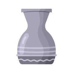 Grey flower pot on white background in flate style. Vector image	
