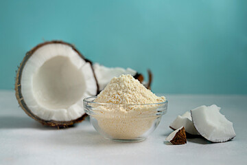 Coconut flour and coconut nut, gluten free flour,healthy alternative, healthy lifestyle concept