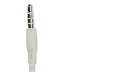 White connector or pin one piece three and a half millimeters 3.5 mm on a white background