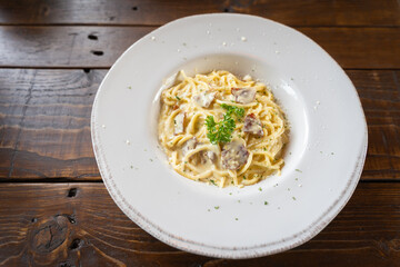 Spaghetti Carbonara Pasta is delicious food of Traditional Italian cuisine.