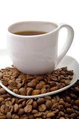 Coffee with Beans on Isolated White Background
