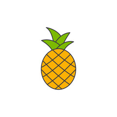 pineapple icon in color, isolated on white background 