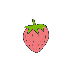 Strawberry icon in color, isolated on white background 