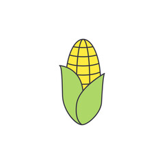 Corn icon in color, isolated on white background 