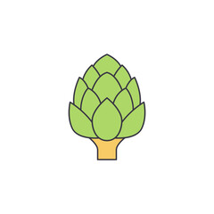 Artichoke icon in color, isolated on white background 