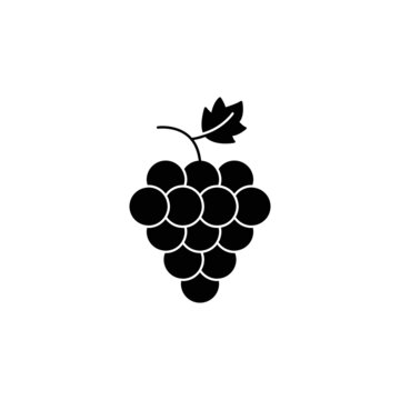 grapes icon in black flat glyph, filled style isolated on white background
