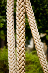 Thick rope at playground close up.