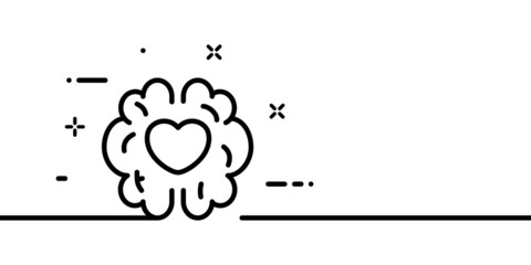 Heart and brain line icon. Feelings, emotions, intellect, man, thought, understand, optimism, mental health. Thinking concept. One line style. Vector line icon for Business and Advertising