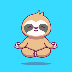 Obraz na płótnie Canvas Cute Sloth Yoga Cartoon Vector Icon Illustration. Animal Healthy Icon Concept Isolated Premium Vector. Flat Cartoon Style