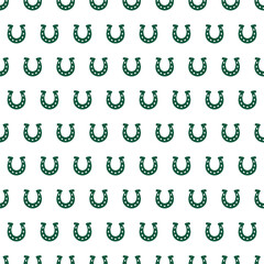 Green horseshoe seamless pattern with white background.