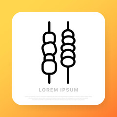 Grilled meat line icon. Barbecue, picnic, rest, dinner, vegetables, delicious. Food concept. Vector line icon for Business and Advertising