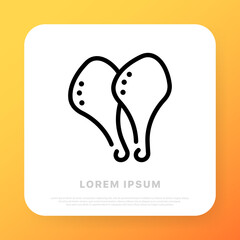 Cooked chicken legs. Meat products, boiled, fried, stewed. Food concept. Vector line icon for Business and Advertising