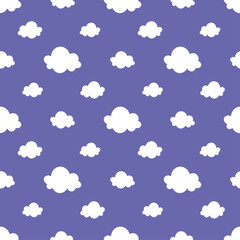 Very peri color seamless pattern with white clouds.