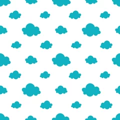 Fotobehang White seamless pattern with blue clouds. © FRESH TAKE DESIGN