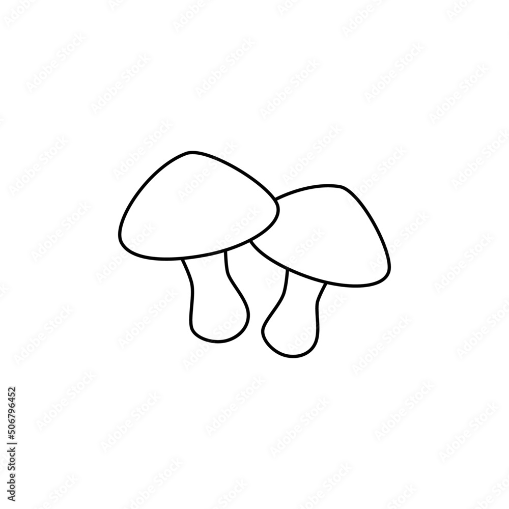 Poster mushroom icon in line style icon, isolated on white background