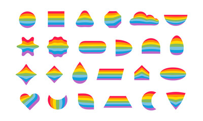 Vector rainbow design elements set. Geometric colorful shapes