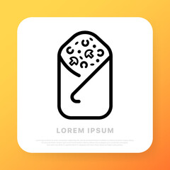 Shawarma line icon. Fast, sandwich, junk, street, fat, calories, harmful, delicious. Food concept. Vector line icon for Business and Advertising