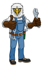 Eagle Plumber Or Mechanic Holding Spanner