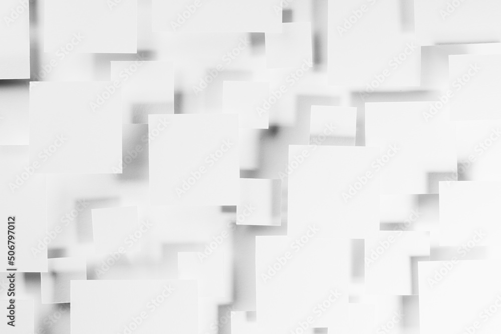 Poster white geometric pattern of squares in sunlight with soft light gradient pockmarked grey shadows, top