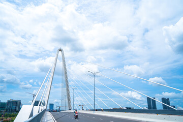 Ho Chi Minh city, Vietnam - MAY 22 2022: Thu Thiem 2 bridge, connecting Thu Thiem peninsula and...