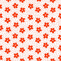 Orange flowers seamless pattern with white background.
