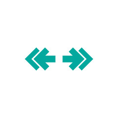 Distance icon. Two opposite horizontal arrows isolated on white. Flat stretch icon. Exchange icon. Flip flop pictogram.
