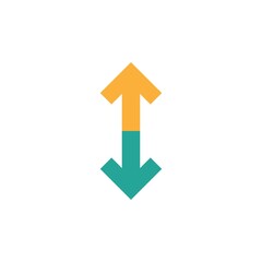 Flip Vertical icon. Two blue opposite line arrows isolated on white. Exchange icon. Good for web and software interfaces. Flip flop pictogram.