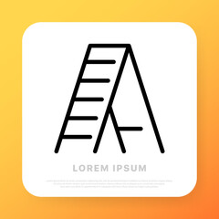 Ladder line icon. ladder, steps, climb, stand, fix, worker. Repair concept. Vector line icon for Business and Advertising