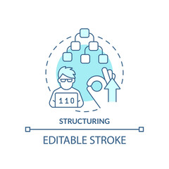 Structuring turquoise concept icon. Code hierarchy. Feature of programming languages abstract idea thin line illustration. Isolated outline drawing. Editable stroke. Arial, Myriad Pro-Bold fonts used