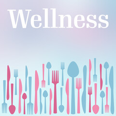 Wellness Pink Blue Gradient Spoon Fork Knife Text Square 