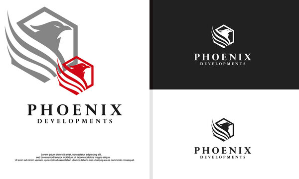 luxury phoenix building logo vector. Creative Phoenix bird logo vector design illustration, real estate logo design.