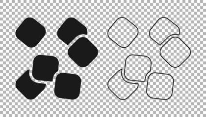 Black Sugar cubes icon isolated on transparent background. Sweet, nutritious, tasty. Refined sugar. Vector