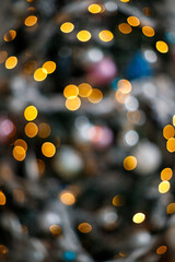 Fototapeta na wymiar Blured bokeh background of christmas tree. New year Holydays concept